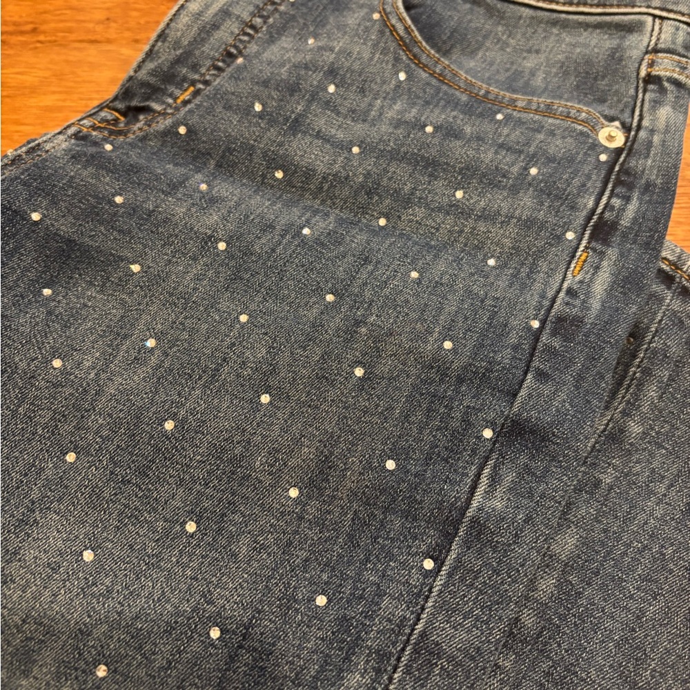 J. Crew Factory Dark Blue Straight Leg Jeans with White Dots - Picture 6 of 6